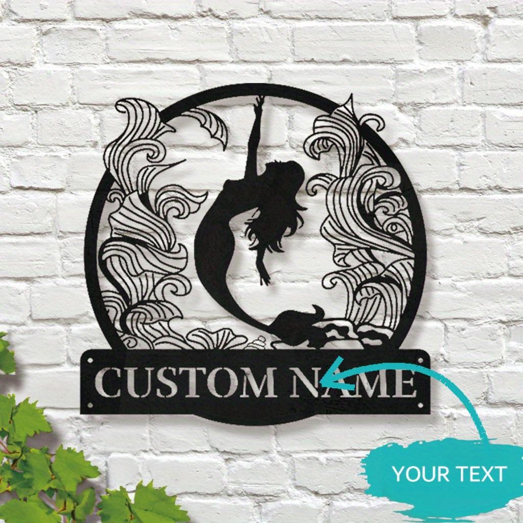 1pc Mermaid Metal Wall Art Custom Name Sign Farmhouse Decor