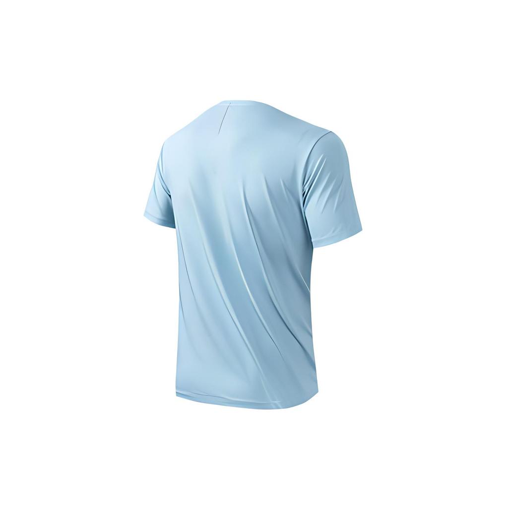 ANTA T Shirts Men's Sky Smoke Blue Crew Neck Moderate Straight Fit 952325106-4