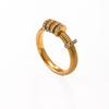 Elegant Titanium Steel 18K Gold Plated Index Ring with Diamonds