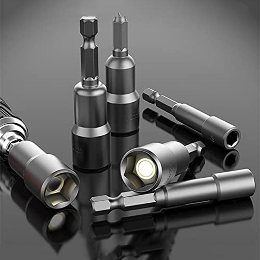 Set of 14 Socket Bits for Impact Socket Hex Socket Bits Drivers, Adapter, 6-19mm, 6.35mm Adapter, Shank,