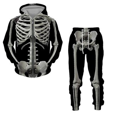 Halloweeen Cosplay Skeleton Splanchna 3D All Over Print Zipper Trainingsanzüge männer Hoodie Hosen 2 Stück Set Streetwear Anzüge