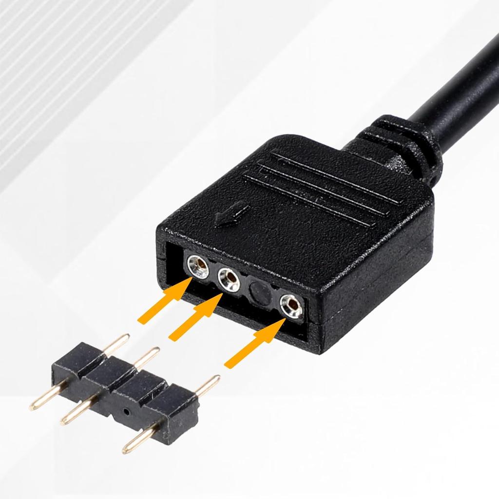 3 Pack ARGB Extension Cable 1-to-1 ARGB Splitter Cable 5V 3-Pin Addressable RGB Cables-Female to Female 3 Pin Extension Connector Cord Wire for