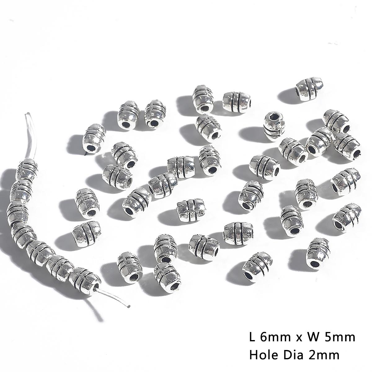 

30 ~ 50 шт. европейские бусины с большими отверстиями, смешанные размеры, тибетские серебряные бусины-разделители с покрытием для изготовления браслетов-подвесок своими руками 05 6×5mm 50pcs серебряный