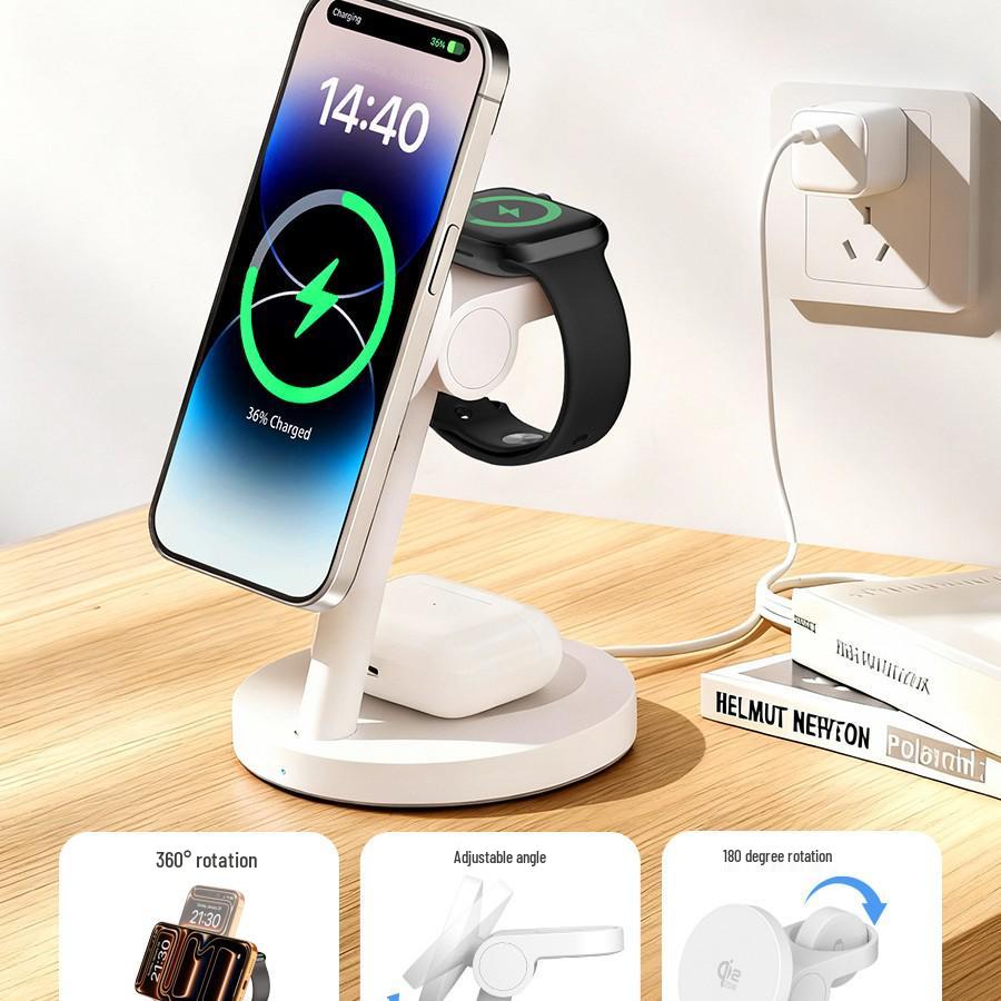 Qi2.2 Three-in-One 25W Magnetic Wireless Charger for Apple & Samsung Watches