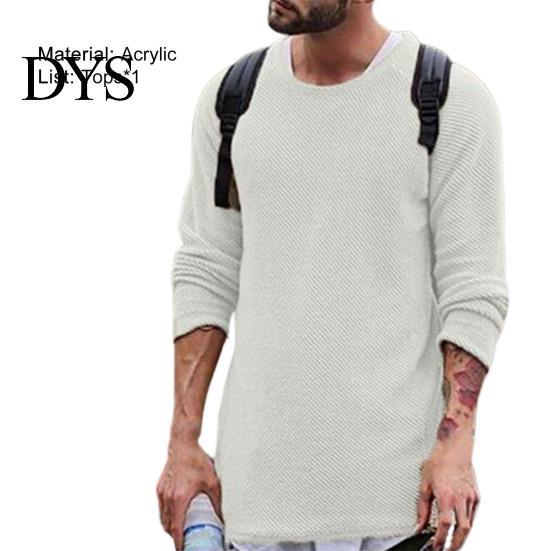 Winter Sweater Men's Solid Color Knitted Loose Pullover Thermal Men for Autumn Long