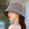 Pălărie de pescar tricotată coreeană cu goluri pentru femei, pentru vară, subțire și respirabilă, pălărie de soare