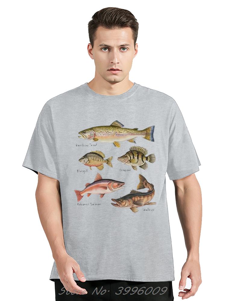 Summer Men T Shirt Street Style Retro Hiphop Fish Cartoon T-shirt Fashion Top Fisherman Vintage Oversize TShirt Streetwear