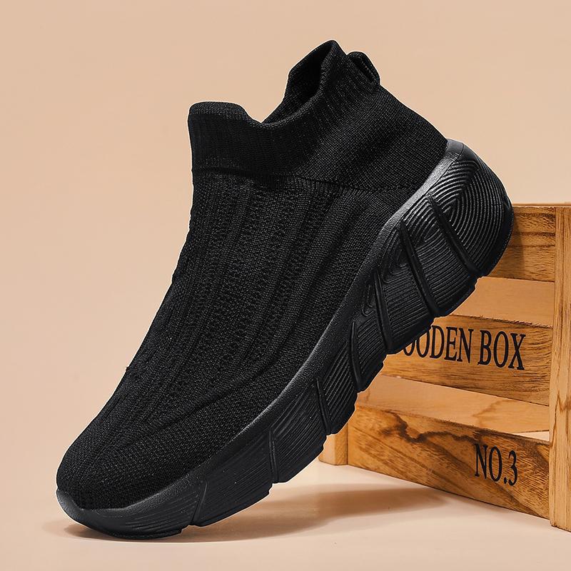 New men's shoes season breathable fly knitting casual large size fly knitting, socks, casual sports shoes running shoes