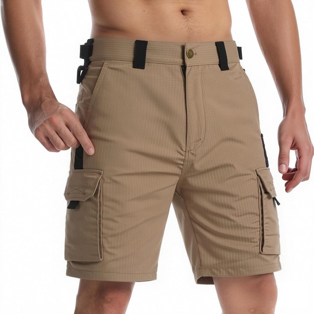 Men's Cargo Shorts Durable Fabric Multi Pocket Design Adjustable Waist Outdoor Utility
