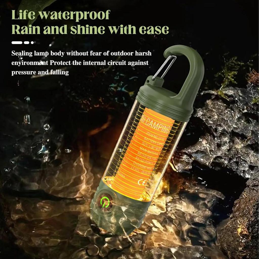 Rechargeable Flashlight Camping Lantern 6 Modes LED Mini Portable Keychain Tent Lamp Waterproof For Hiking Fishing Outdoor