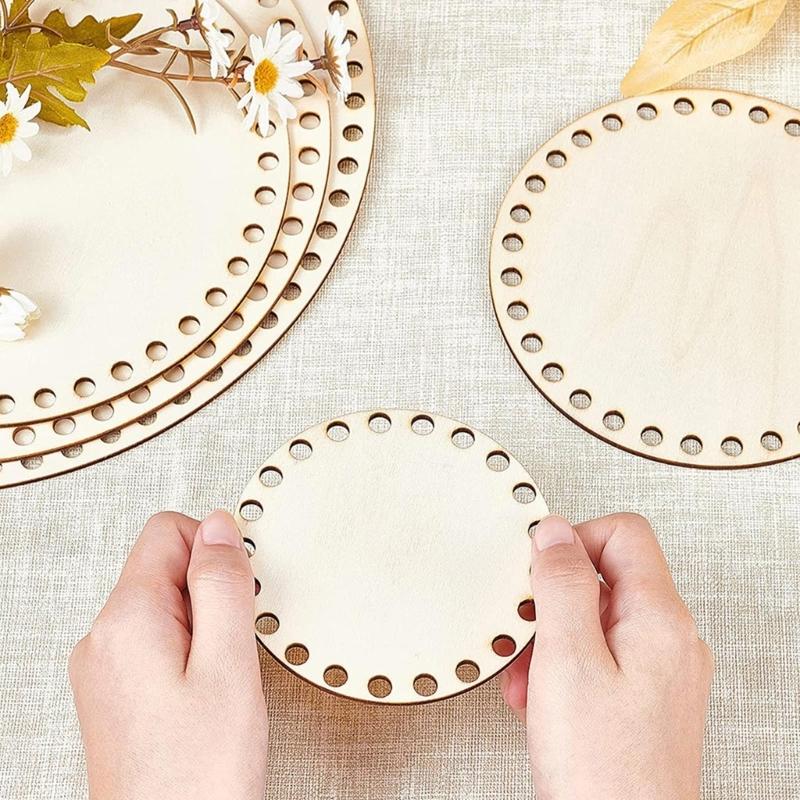 5 Stück Holzkorb-Boden Leere Häkelbasis für dicke Garne DIY Strickkorb Handtasche Handgewebt Heimdekorationen