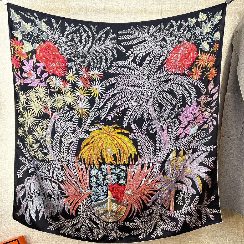 110 Plain Crepe Satin Square Scarf Women'S Autumn Light Luxury Silk Scarf High-End 100% Mulberry Silk Scarf