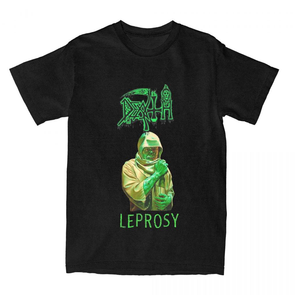 Men's T Shirt Death Leprosy Death Metal T Shirts Harajuku Rock Music Band Beach Tees Y2K Fun Custom DIY Cotton Tops Plus Size