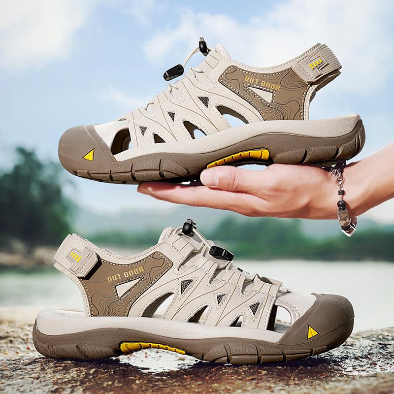 Outdoor Beach Shoes for Men Roman Shoes Breathable Comfy Sandals Non-Slip Mens Summer Footwear Casual Leather Male Casual Shoes