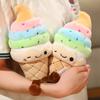 Adorable Smiley Ice Cream Plush Toy Soft Stuffed Multicolor Ice Cream Plushie Cute Plush Doll For Home Decor Gift For Girls