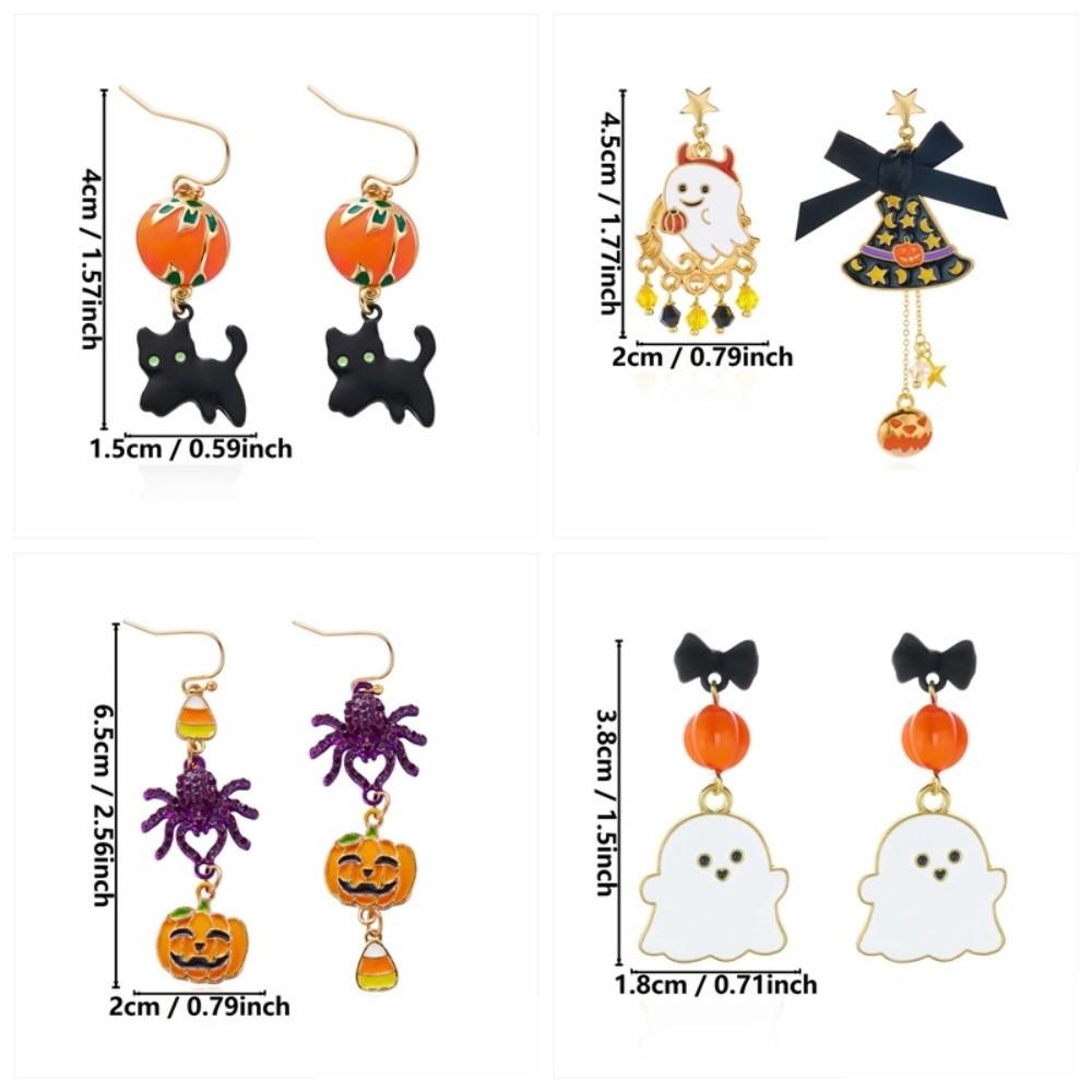 Quirky Halloween Earrings Enamel Metal Lightweight Gothic Drop Ear Jewelry Beaded Durable Witch Hat Ear Studs Women and Teens