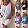 Stylish Plus Size Women Sleeveless Star Print T-shirt In Five Vibrant Colors