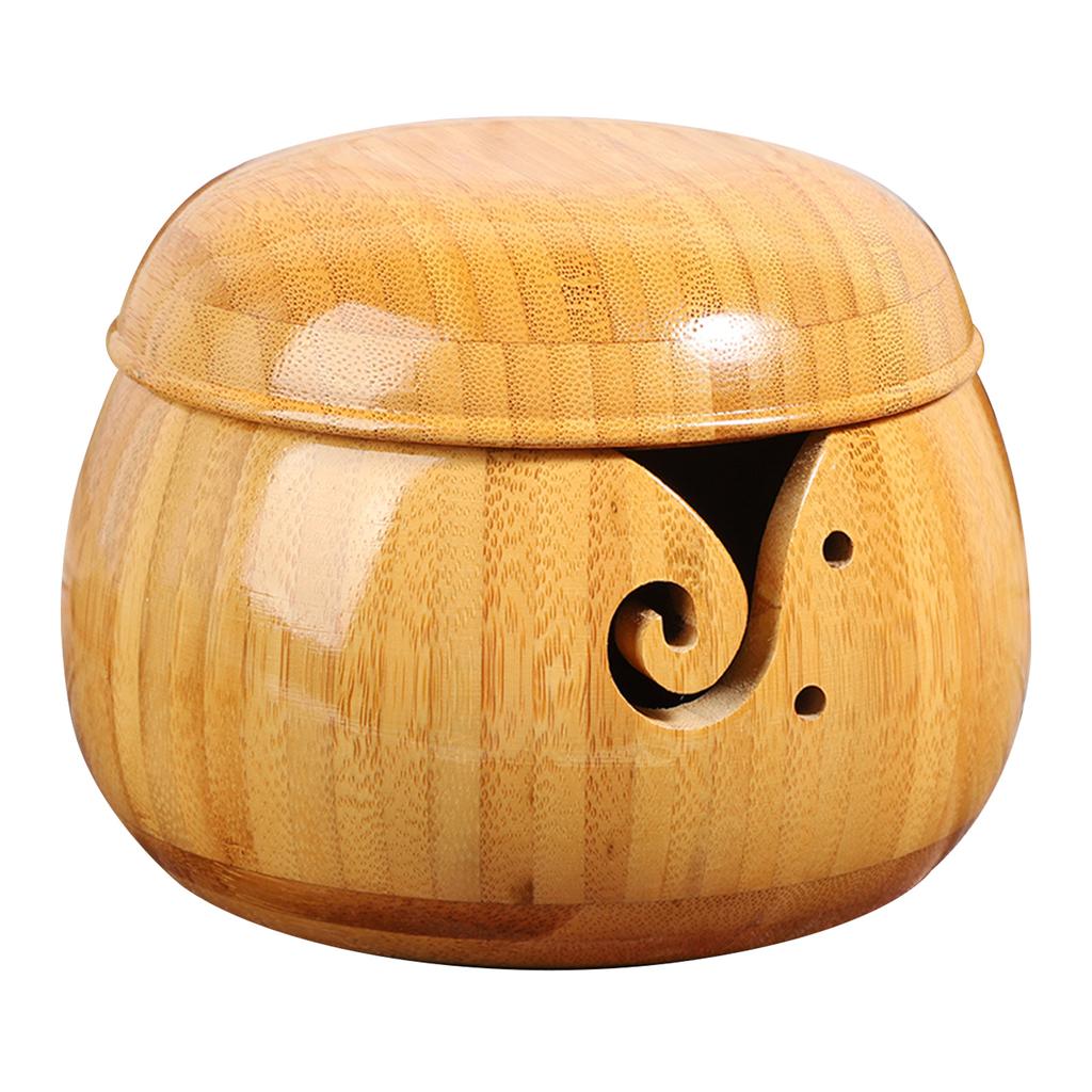 Wooden Yarn Storage Bowl Environmentally Friendly for Household Circular with Lid Crafted Box