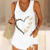 3D Hartvormig Patroon Bedrukte Tanktops voor Dames Workout Yoga Sportschool Bedrukte Zomer Sportshirts Grote Maten Vesten Valentijnsdag Exclusief