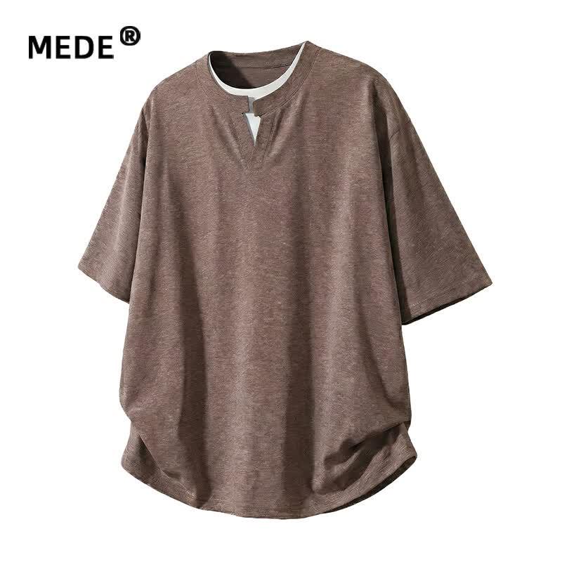 MEDE Men s Casual V-Neck Loose Short Sleeve T-Shirt M