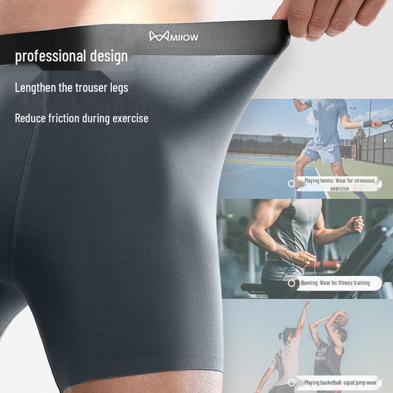 MaoRen Men's Plus Size Anti-Chafe Breathable Sports Boxer Briefs