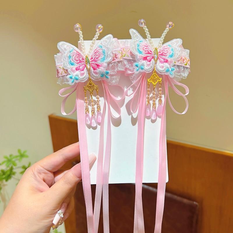 Hanfu Kopfschmuck Kinder Neujahr Haarnadel Niedlich Süß Chinesischer Stil Rote Haarspangen Quaste Antiker Stil Haarspange