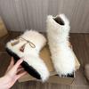 Flat Bottom Furrly Winter Snow Boots Winter Warm Fur Cotton Shoes for Women Casual Round Toe Plush Soft Short Bottines Femmes