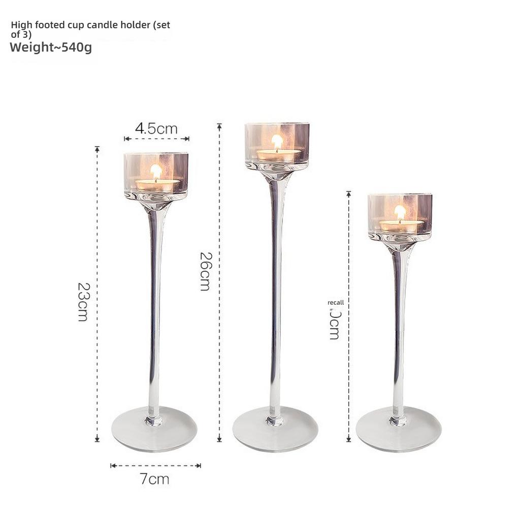 3PCS/SET Long Clear Glass Candle Stick Holder for Table Decor Transparent Candelabra for Home Party Decorative Accessories