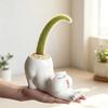Animal Figure Ceramic Planter Flower Pot, Tabletop Plant Holder for Desk Display, Shelf Placement, Windowsill and Indoor Home Use