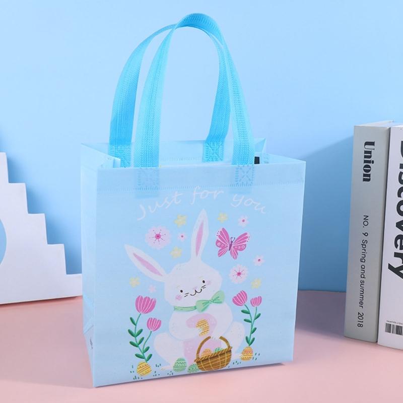 Set of 4 Easters Bags Easters Baskets Easters Craft Bag Reusable Easters Bag Nonwoven Texture for Eggs and Candy Storage