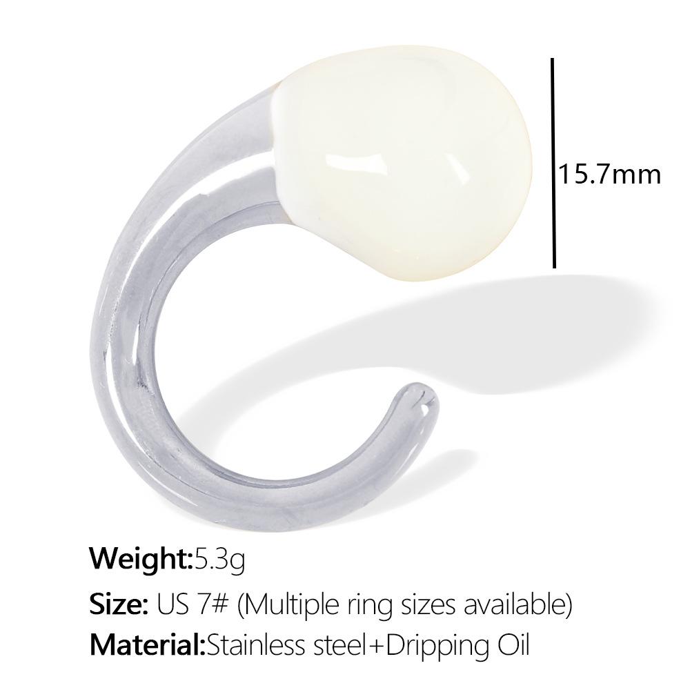 Fashion Personality Epoxy Versatile Simple Niche Design Glossy Ring Titanium Steel Drop