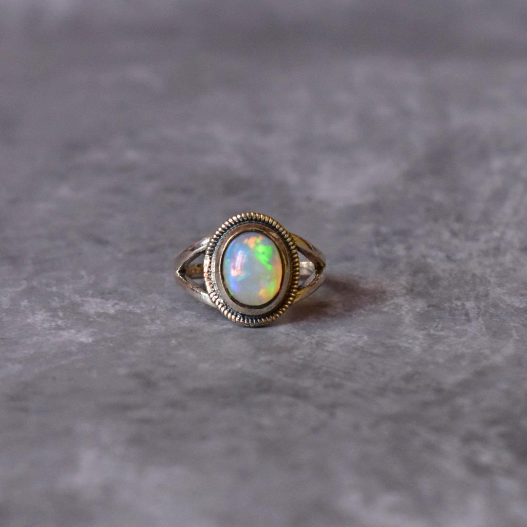 Natural Opal bohemian ring, Silver oxidized oval shaped fiery opal ring , Flashy opal Handmade boho ring , unique genuine gift for her