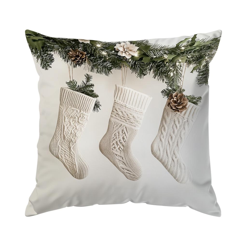 Watercolor Christmas Decor Pillowcase Printed Polyester 45x45cm Throw Pillowcover Decorative Sofa Cushion Pillowslip Home Decor