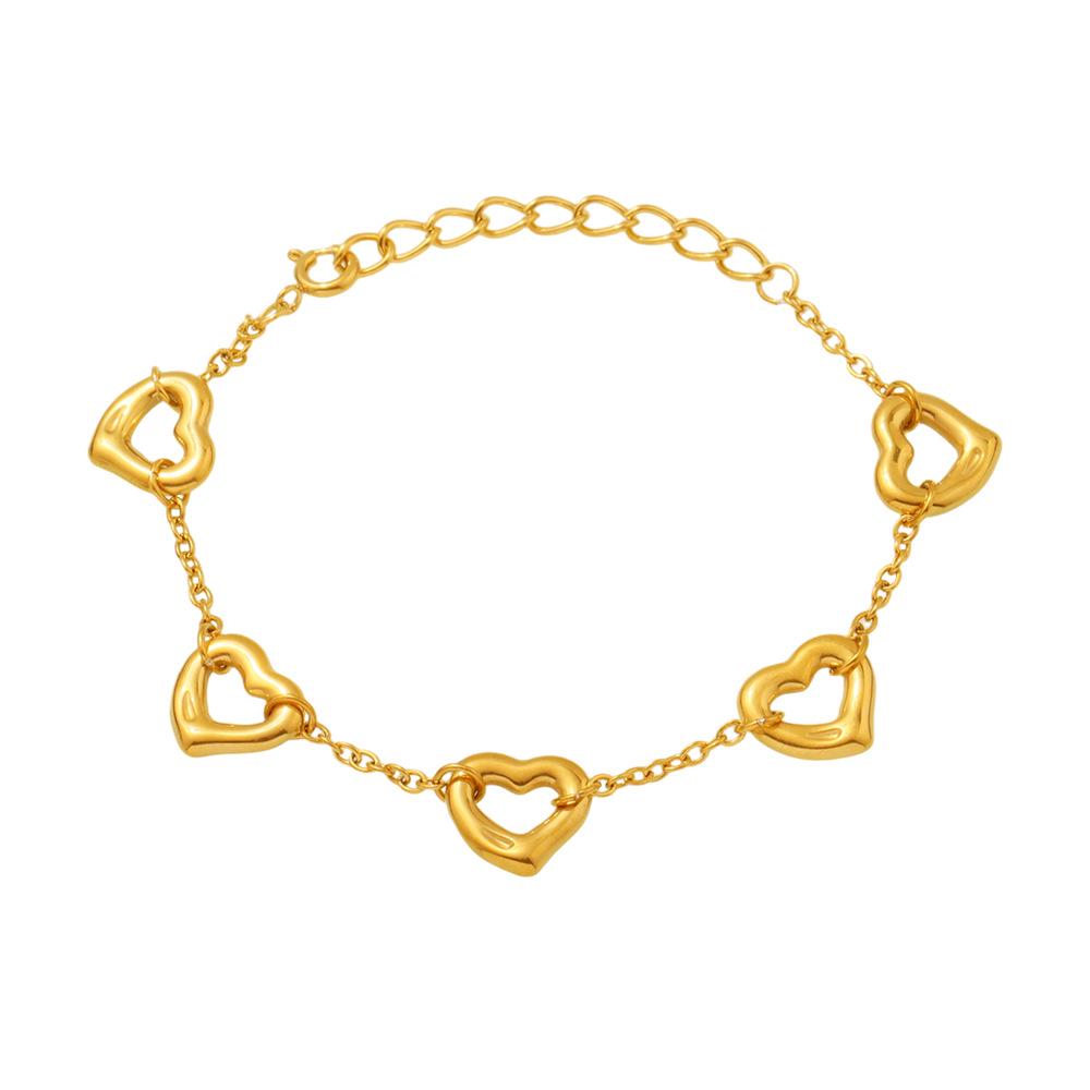 Qiong Yao French Luxury Hollow Heart Bracelet Plated In Real Gold