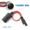 12V 24V car Female Lighter power Socket to SAE 2 Pin Quick Release Disconnect Connector Plug 14AWG 20A Extension Cable