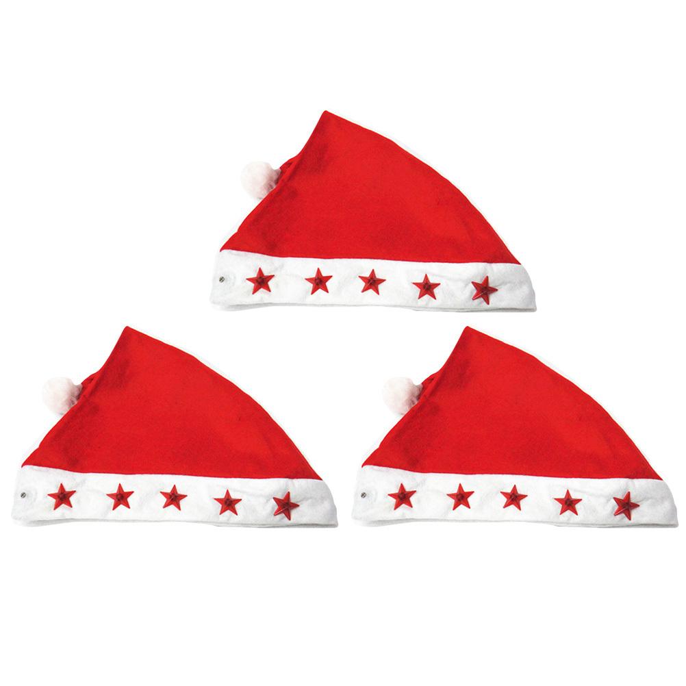 3pcs Santa Antler Christmas Hat Led Flashing Xmas Hat Party Headdress Led Glowing Hat Prop Winter Non-Woven Fabric Christmas Hat other