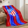 Vertical red and blue stripes with a shield emblem in the center. for all seasons blanket lunch break throw gift