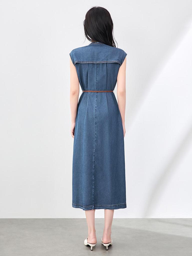 Women's Lyocell Tencel Denim Dress: Casual & Elegant French Summer Long Dress