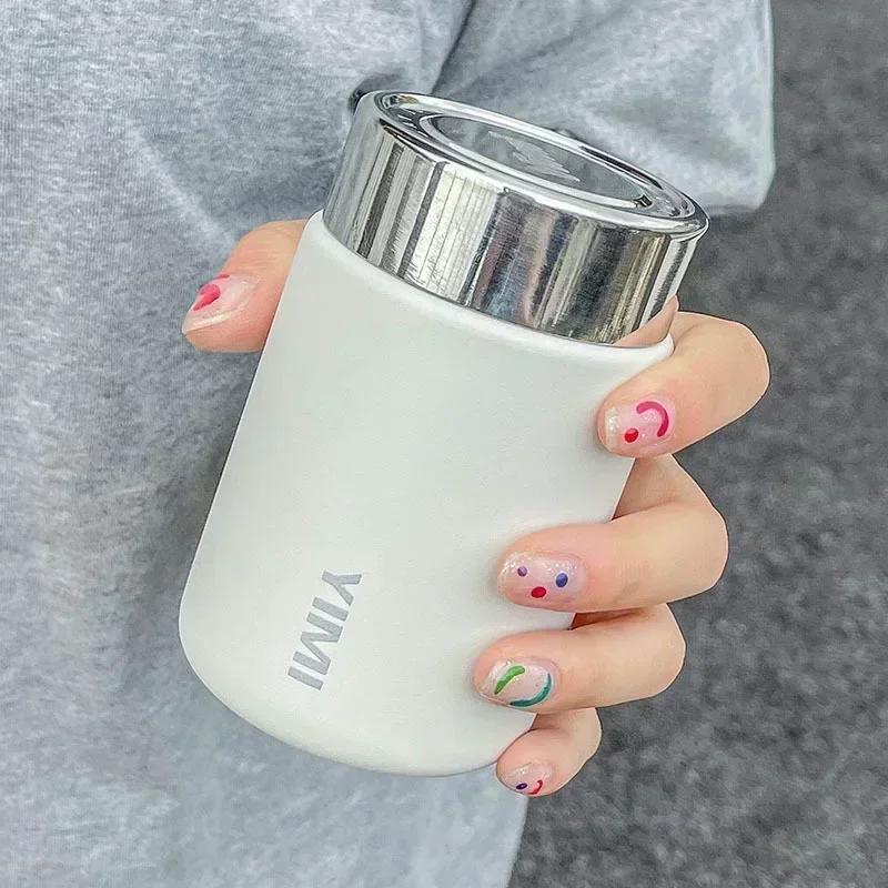 1pc 230ml Mini 316 Stainless Steel Thermos Mug Portable Leak-proof Vacuum Coffee Tea Thermal  Tumbler Lightweight  Pocket