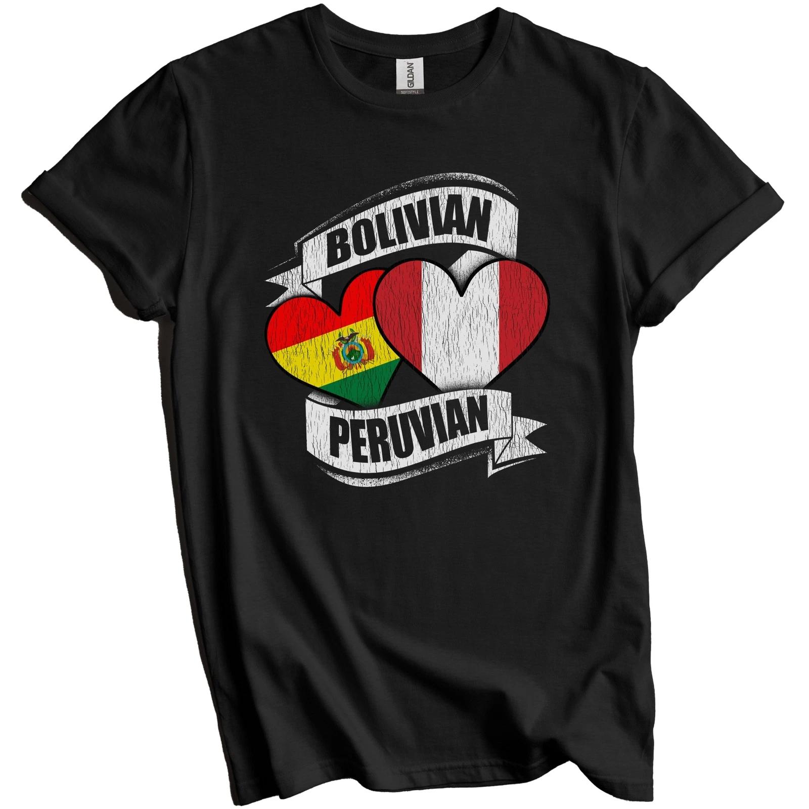 Bolivian Peruvian Hearts Bolivia Peru Flags T-Shirt S