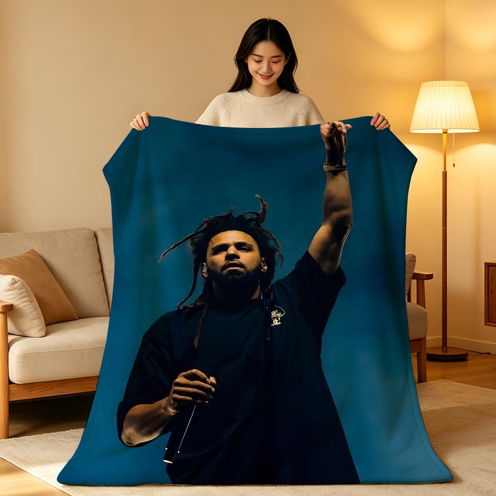 Music J-J.Cole Throw High-Density Short Plush Blanket Soft Skin-Friendly for Sofa Nap Air-Conditioned Room