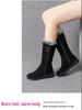 Women's High-Top Mid-Calf Snow Boots, Velvet-Lined, Non-Slip, Lightweight, Warm, Flat Bottom.