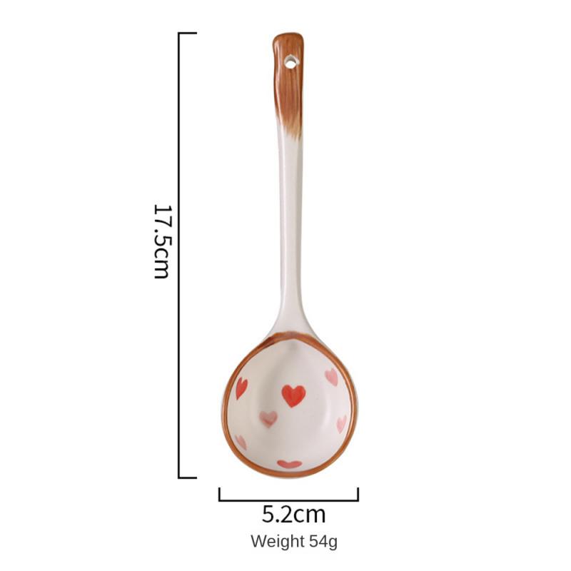 Keramisk soppsked Japansk stil Kreativ grov keramik Handmålad keramisk sked Kaffe Mjölk Dessertsked Kreativt bordsserv