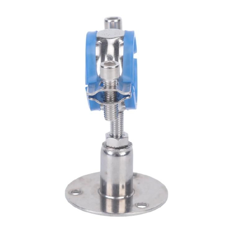 Round Base Pipe Support Bracket 4 Pack with Height Adjustment, Rubber Lined Grip and Stainless Hardware for Repairs