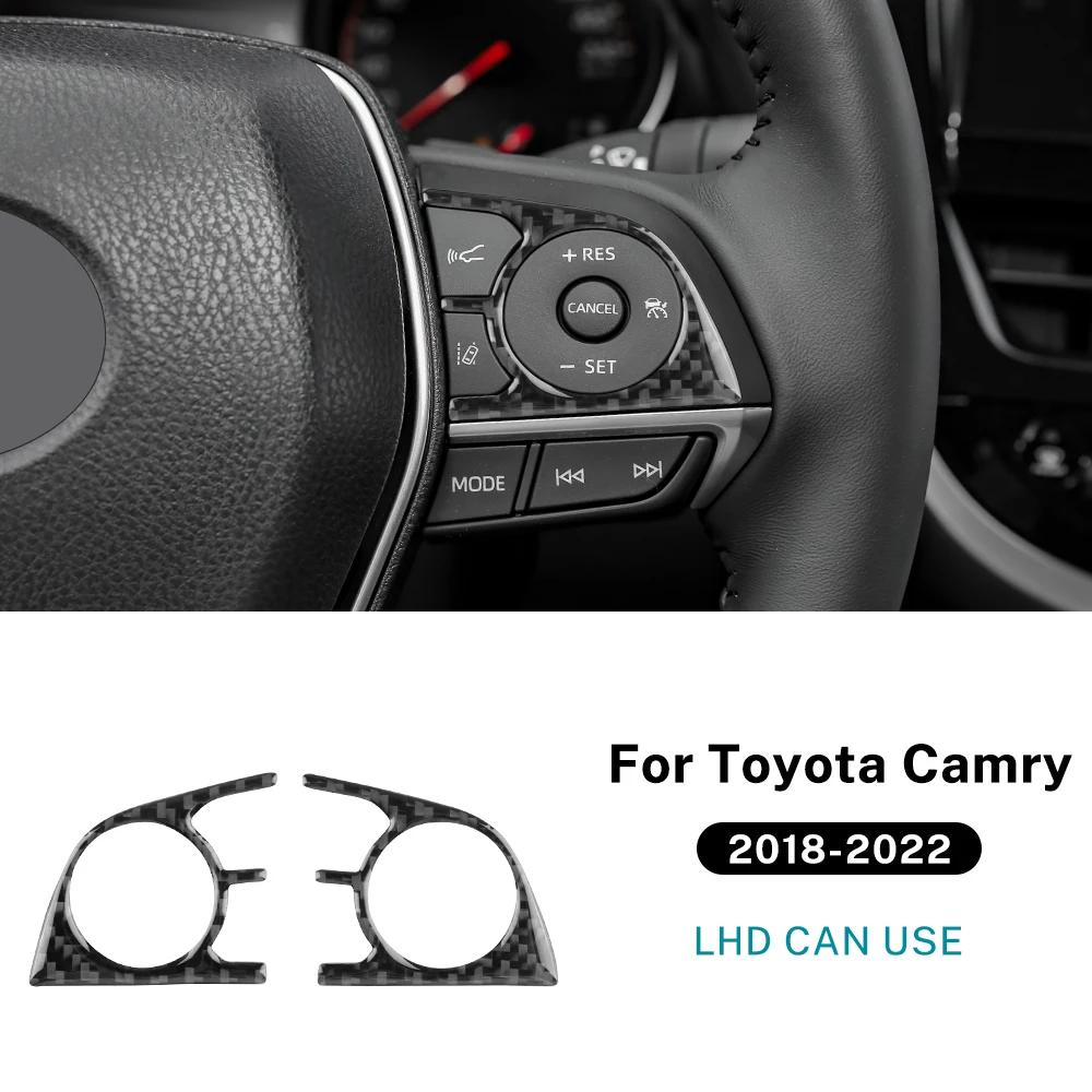 Real Soft Carbon Fiber Sticker For Toyota Camry 2018     For Avalon - LHD Car Steering Wheel Button Trim