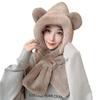 2023 Winter Cute Bear Ear Warm Hat Plush Scarf Hat Outdoor Windproof Cycling Hat Women Beanies Caps