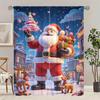 Set Of 2 Christmas Santa Claus Tree Pattern Printed Curtains Decorations Home Room Made Polyester Modern