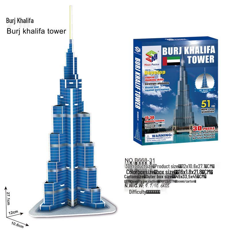 World Landmark 3D Puzzle Kit for Kids - Educational Paper Toy