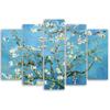 Five Piece Picture Canvas Print Almond Blossom Vincent Van Gogh