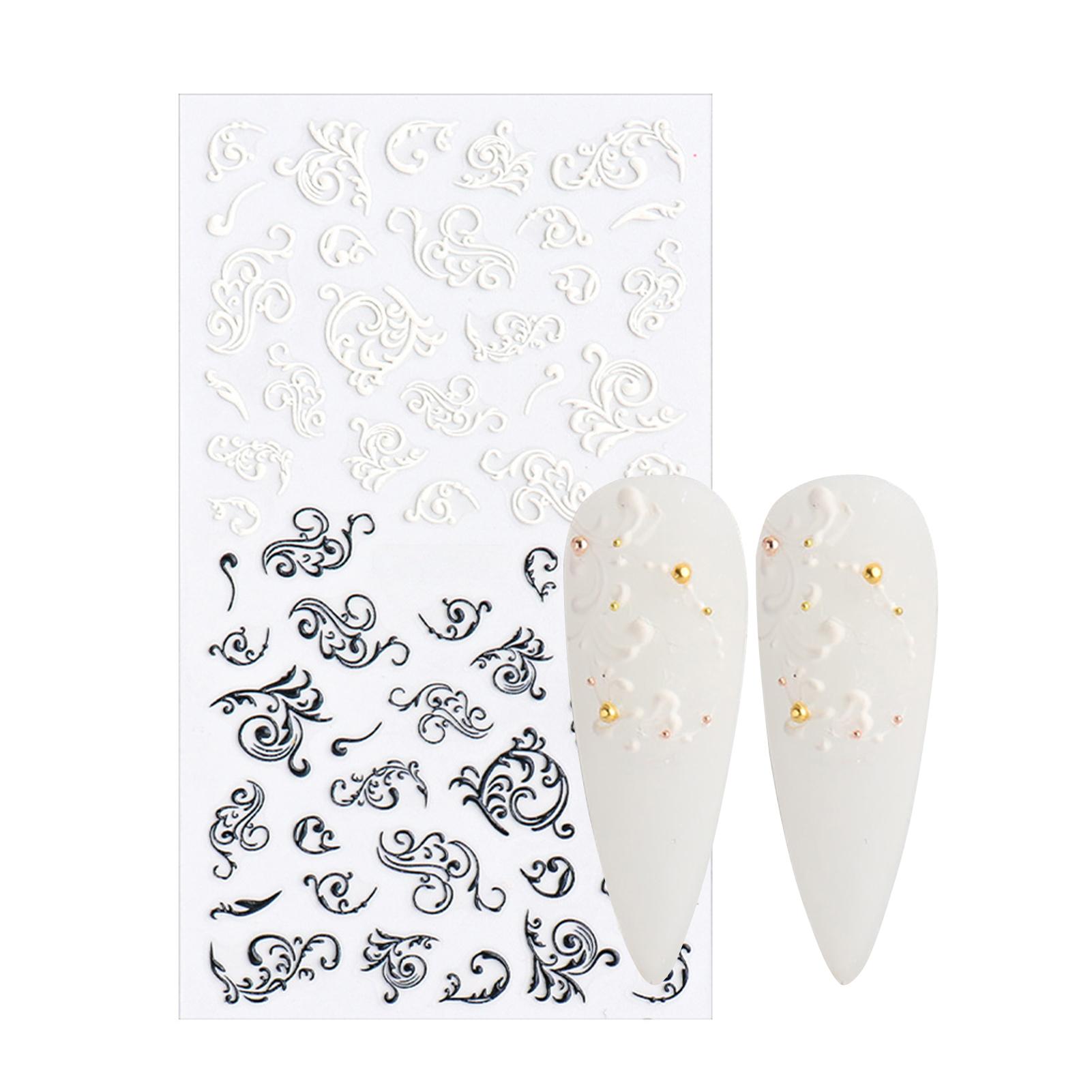 

Роскошные женские наклейки для ногтей, кружевной дизайн, 5D гравировка, украшение для ногтей, маникюр, белые розы, кончики цветов 5